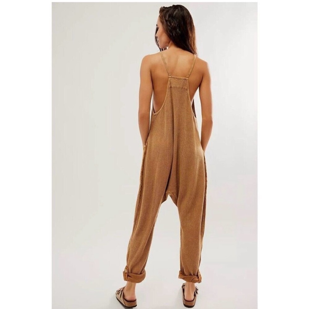 Free People FP One Frankie Jumpsuit Mustard Waffle Knit- Medium - Picture 3 of 4